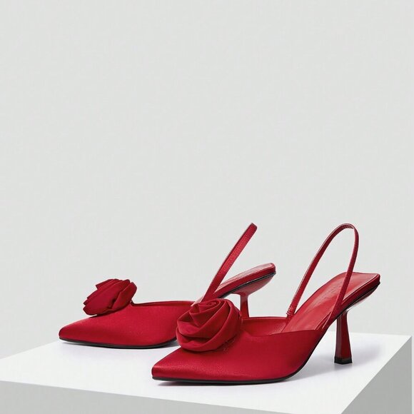 Red Elegant Women's Soft Bottom Slippers - Picture 4 of 6